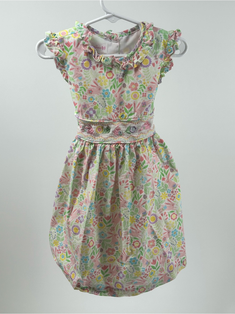 Bonnie Baby Smocked Floral Bunny Baby Girl Dress 4t Spring Summer